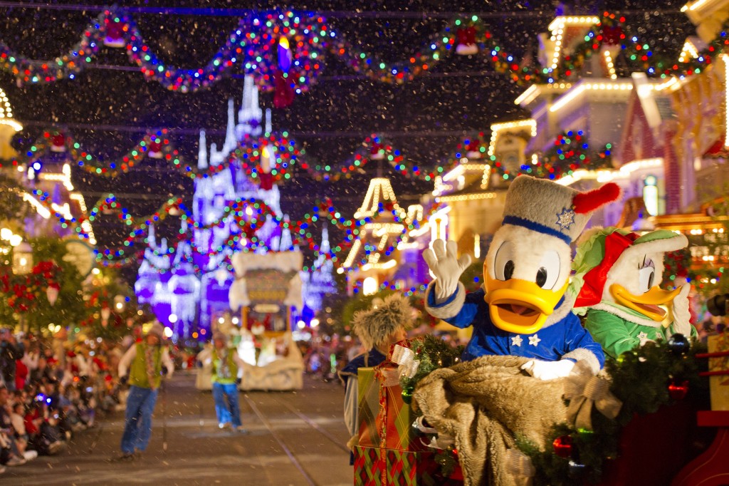 Donald and Daisy Duck in Mickey's Once Upon a Christmastime Parade