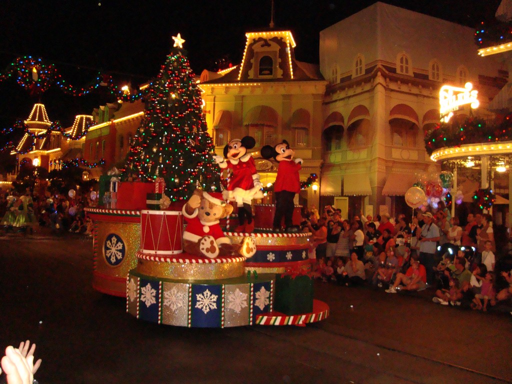 Mickey and Minnie in the Once Upon a Christmastime Parade